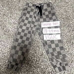 George Hats Grey Checked Demin Cuffed Pants